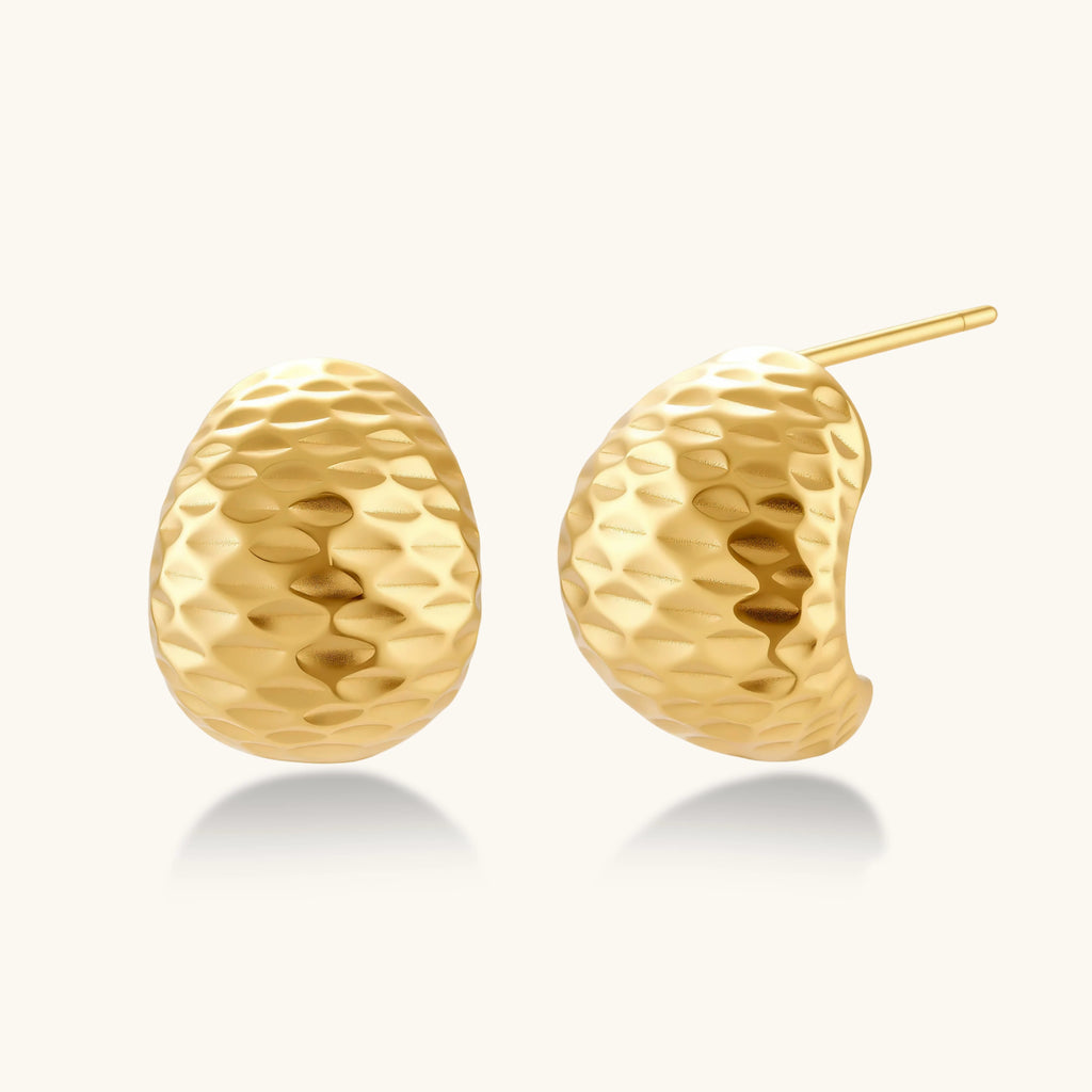 Hammered Gold Huggies
