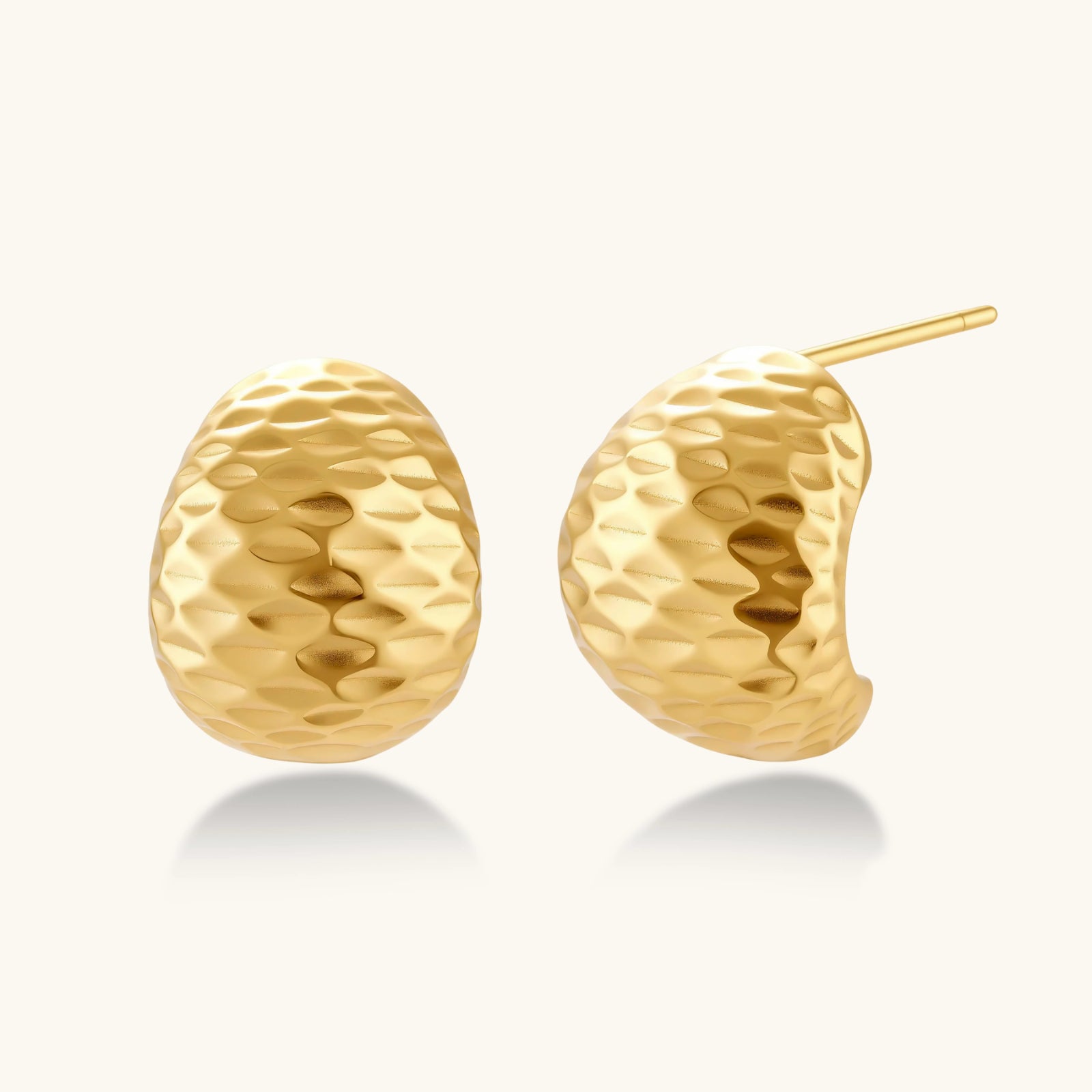 Hammered Gold Huggies