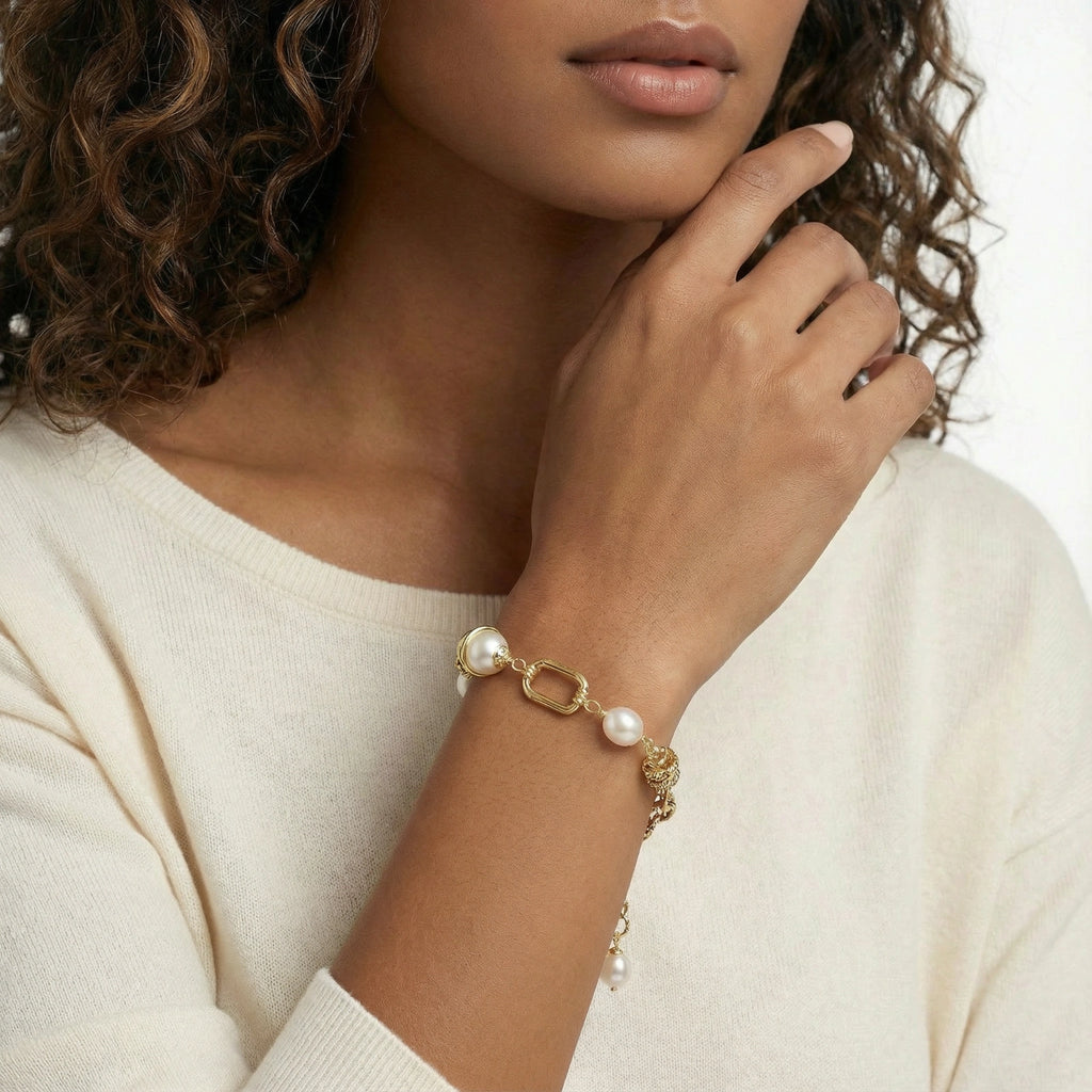 Golden Pearl Chain Bracelet