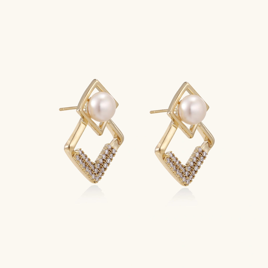 Pearl Geometry Earrings